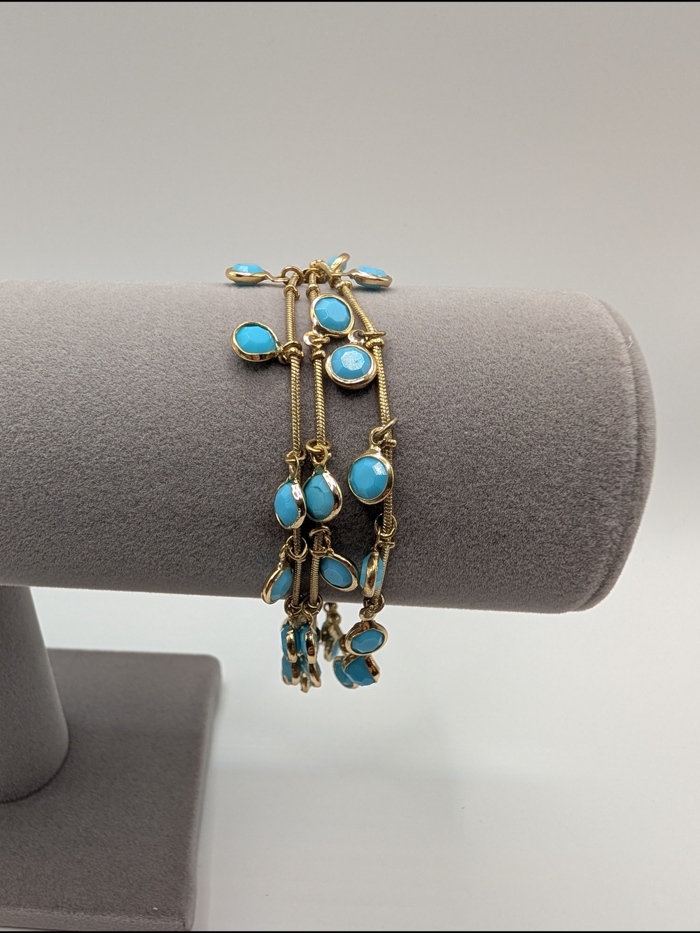 Anne Klein Gold-Tone Bracelet with Turquoise Blue Charms